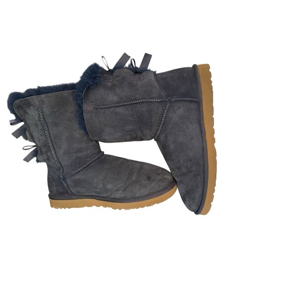 UGG Bailey Bow II shearling suede winter Navy Mouton Women's Boots y2k sz 9 - Picture 4 of 9